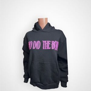 Graphic Black Hoodie with Pink Slogan